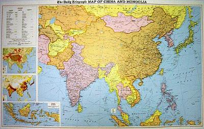 The "Daily Telegraph" China and Mongolia Wall Political Map: With India, S.E.Asia and Japan - "Daily Telegraph" S. (Sheet map, rolled)