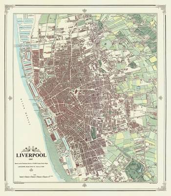 Liverpool 1845 Map - Coloured - Heritage Cartography Victorian Town Map Series (Sheet map, folded)