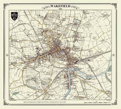 Wakefield 1844 Map - Heritage Cartography Victorian Town Map Series (Sheet map, folded)