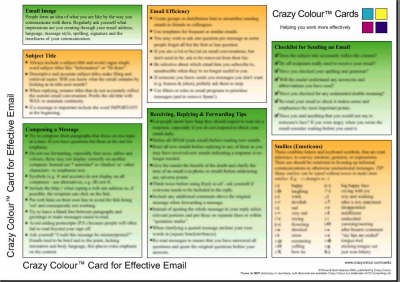 Crazy Colour Quick Reference Card for Effective Email: Crazy Colour Card for Effective Email