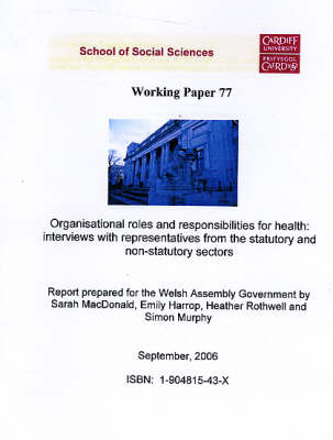 Organisational Roles and Responsibilities for Health - Interviews with Representatives from Statutory and Non - Statutory Sectors: A Report Prepared for the Welsh Assembly Government - Working Paper Series No. 77 (Paperback)