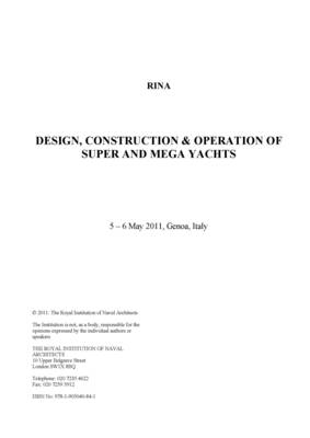 Design, Construction & Operation of Super and Mega Yachts 2011 (Paperback)