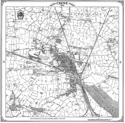 Crewe 1873 Map - Heritage Cartography Victorian Town Map Series No. 178 (Sheet map, folded)