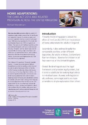 Home adaptations: The Care Act 2014 and related provision across the United Kingdom (Paperback)