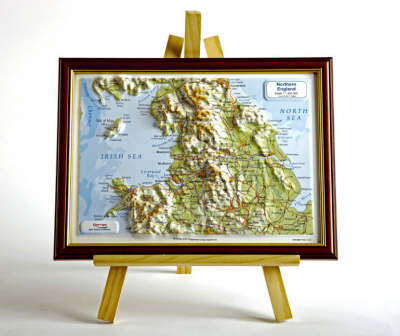Northern England Raised Relief Map: Dark Wood Frame - Raised Relief Maps Series (Sheet map)