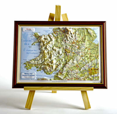 Wales and Central England Raised Relief Map: Dark Wood Frame - Raised Relief Maps Series (Sheet map)