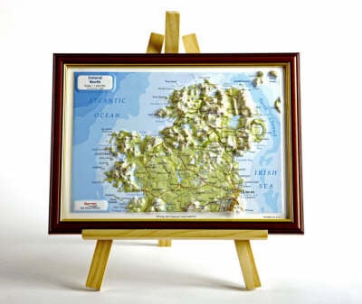 Ireland North Raised Relief Map: Dark Wood Frame - Raised Relief Maps Series (Sheet map)