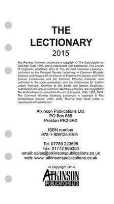 The Parson's Pocket Book' Loose Leaf Lectionary 2015