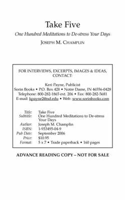 Take Fiive: One Hundred Meditations to De-stress Your Days (Paperback)
