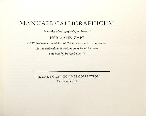 Manuale Calligraphicum: Examples of Calligraphy by Students of Hermann Zapf (Hardback)