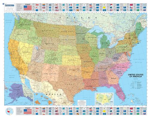 U.S.A Political - Michelin rolled & tubed wall map Paper: Wall Map - Michelin Wall Maps (Sheet map)