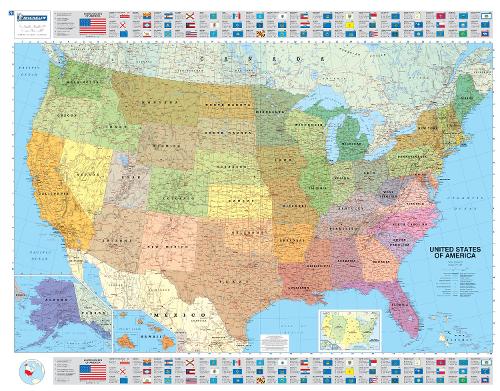 USA Political - Michelin rolled & tubed wall map Encapsulated: Wall Map - Michelin Wall Maps (Sheet map)