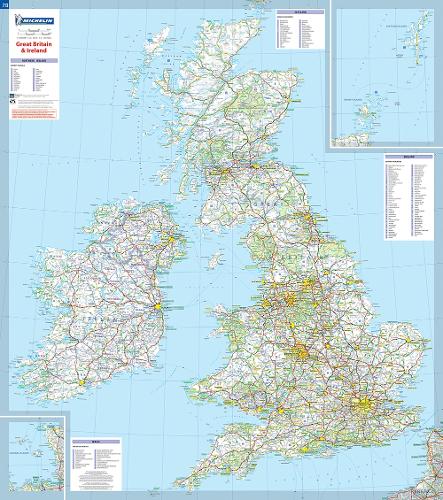 Great Britain & Ireland - Michelin rolled & tubed wall map Paper: Wall Map (Sheet map, rolled)
