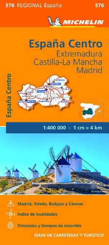 Extremadura, Castilla La Mancha, Madrid - Michelin Regional Map 576: Map - Michelin Regional Maps (Sheet map)