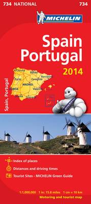 Spain and Portugal 2014 National Map 734 - Michelin National Maps 734 (Sheet map, folded)
