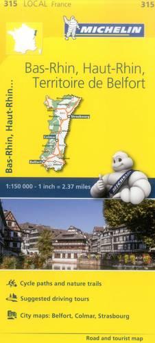 Michelin Editions des Voyages Bas-Rhin, Haut-Rhin, Territoire De Belfort - Michelin Local Map 315