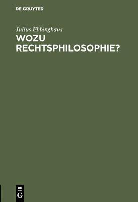 Wozu Rechtsphilosophie? (Hardback)