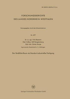 Der L ndliche Raum ALS Standort Industrieller Fertigung (Paperback)