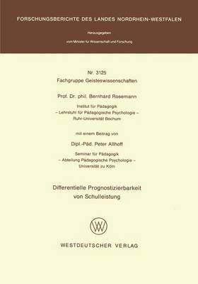 Differentielle Prognostizierbarkeit Von Schulleistung (Paperback)