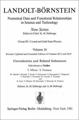 Oxides / Oxide - Condensed Matter 16a (Hardback)