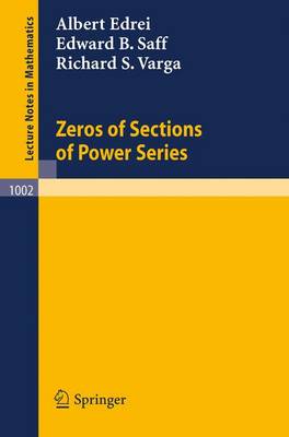 Zeros of Sections of Power Series - Lecture Notes in Mathematics 1002 (Paperback)