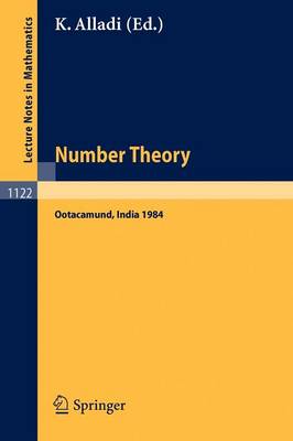 Number Theory: Proceedings of the 4th Matscience Conference held at Otacamund, India, January 5-10, 1984 - Lecture Notes in Mathematics 1122 (Paperback)