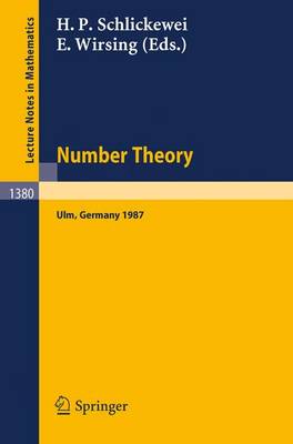 Number Theory: Proceedings of the Journees Arithmetiques Held in Ulm, Frg, September 14-18, 1987 - Lecture Notes in Mathematics No. 1380 (Paperback)