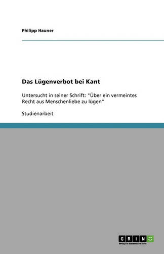 Das Lugenverbot Bei Kant (Paperback)