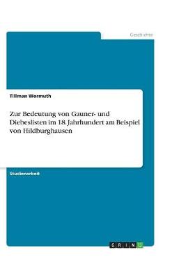 Zur Bedeutung Von Gauner- Und Diebeslisten Im 18. Jahrhundert Am Beispiel Von Hildburghausen (Paperback)