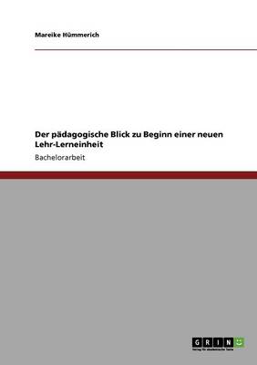 Der Padagogische Blick Zu Beginn Einer Neuen Lehr-Lerneinheit (Paperback)