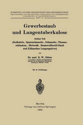 Gewerbestaub Und Lungentuberkulose: Dritter Teil: (Kalkstein-, Quarzschamotte-, Schamotte-, Thomasschlacken-, Bleiwei -, Baumwolltextil-Staub Und K hnsches Lungenpulver) - Schriften Aus Dem Gesamtgebiet der Gewerbehygiene 39 (Paperback)