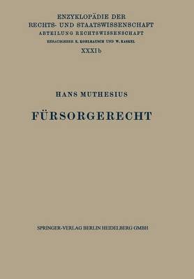 F rsorgerecht - Enzyklopadie Der Rechts- und Staatswissenschaft 31 (Paperback)