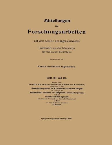 Mitteilungen ber Forschungsarbeiten Auf Dem Gebiete Des Ingenieurwesens - Forschungsarbeiten Auf Dem Gebiete Des Ingenieurwesens 83/84 (Paperback)