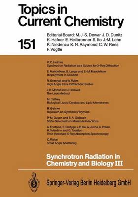 Synchrotron Radiation in Chemistry and Biology III - Topics in Current Chemistry 151 (Paperback)