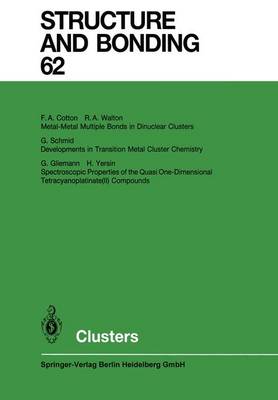 Clusters - Structure and Bonding 62 (Paperback)