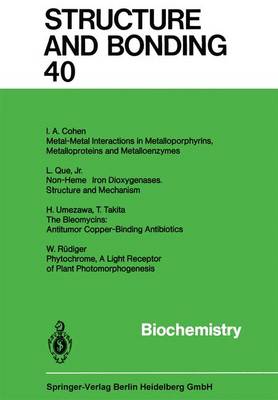Biochemistry - Structure and Bonding 20 (Paperback)