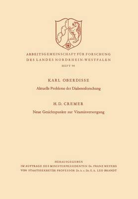 Aktuelle Probleme Der Diabetesforschung. Neue Gesichtspunkte Zur Vitaminversorgung (Paperback)