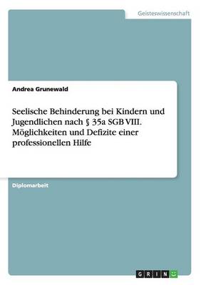 Seelische Behinderung Bei Kindern Und Jugendlichen Nach 35a Sgb VIII. Moglichkeiten Und Defizite Einer Professionellen Hilfe (Paperback)