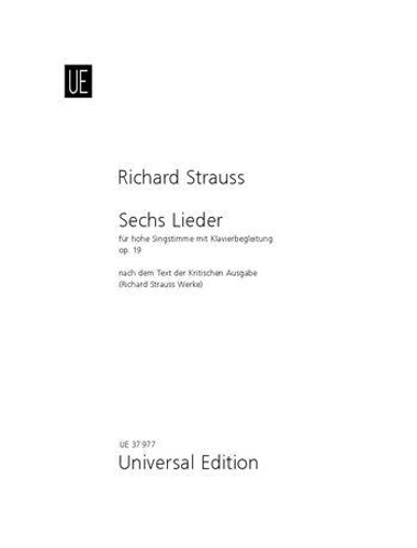 Sechs Lieder aus 'Lotosblatter' Op 19: for high voice and piano (Sheet music)