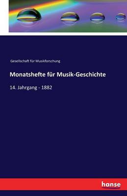 Monatshefte Fur Musikgeschichte (Paperback)