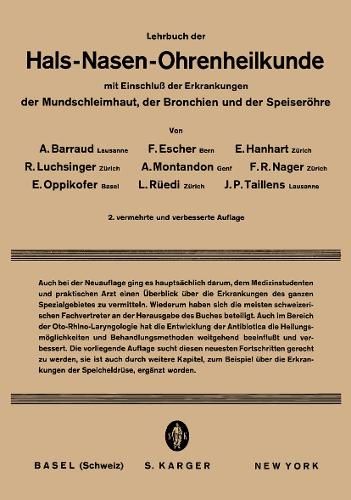 Lehrbuch der Hals-, Nasen-, Ohrenheilkunde: Mit Einschluss der Erkrankungen der Mundschleimhaut, der Bronchien und der Speiseroehre. (Paperback)