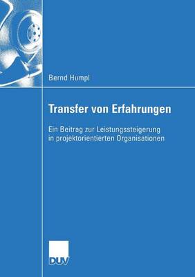 Transfer Von Erfahrungen - Wirtschaftswissenschaften (Paperback)