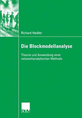 Die Blockmodellanalyse: Theorie Und Anwendung Einer Netzwerkanalytischen Methode (Paperback)