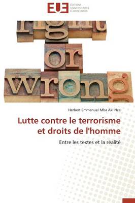 Lutte Contre Le Terrorisme Et Droits de l'Homme - Omn.Univ.Europ. (Paperback)