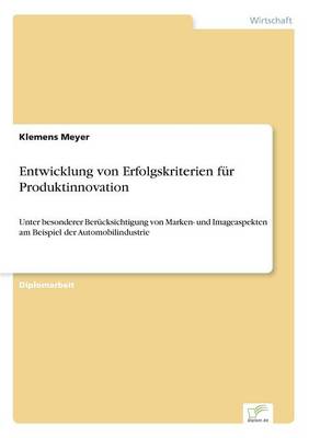 Entwicklung Von Erfolgskriterien Fur Produktinnovation (Paperback)