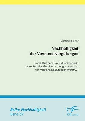 Nachhaltigkeit Der Vorstandsvergutungen: Status Quo Der Dax-30-Unternehmen Im Kontext Des Gesetzes Zur Angemessenheit Von Vorstandsvergutungen (Vorstag) (Paperback)