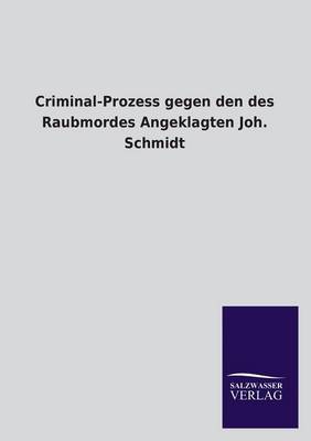 Criminal-Prozess Gegen Den Des Raubmordes Angeklagten Joh. Schmidt (Paperback)