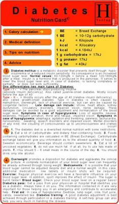 Diabetes - Nutrition Pocket Card