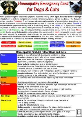 Homeopathic Emergency Card for Dogs and Cats - Veterinary Science Card