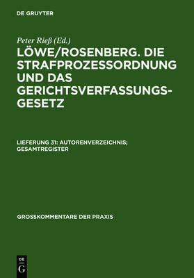 Autorenverzeichnis; Gesamtregister - Gro kommentare Der Praxis (Hardback)